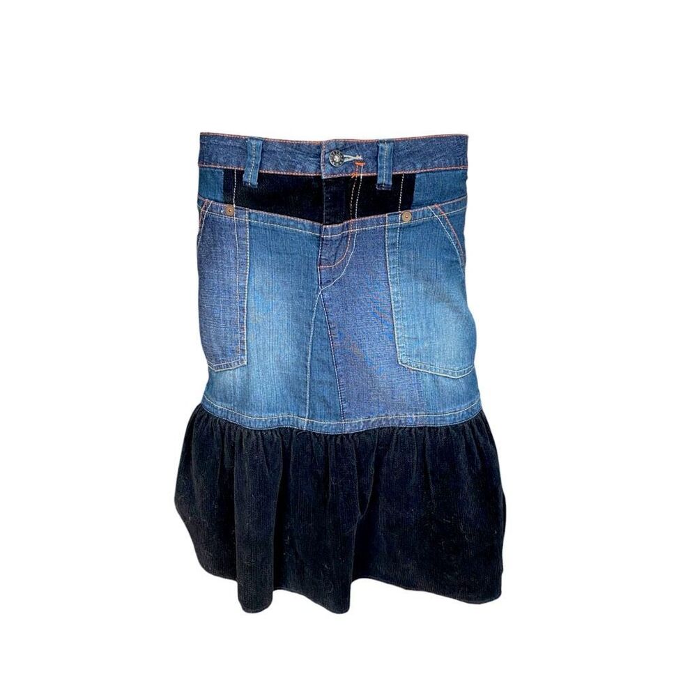 euro vintage subversive denim midi skirt